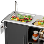 Outdoor Grill Table with Sink and Cabinet