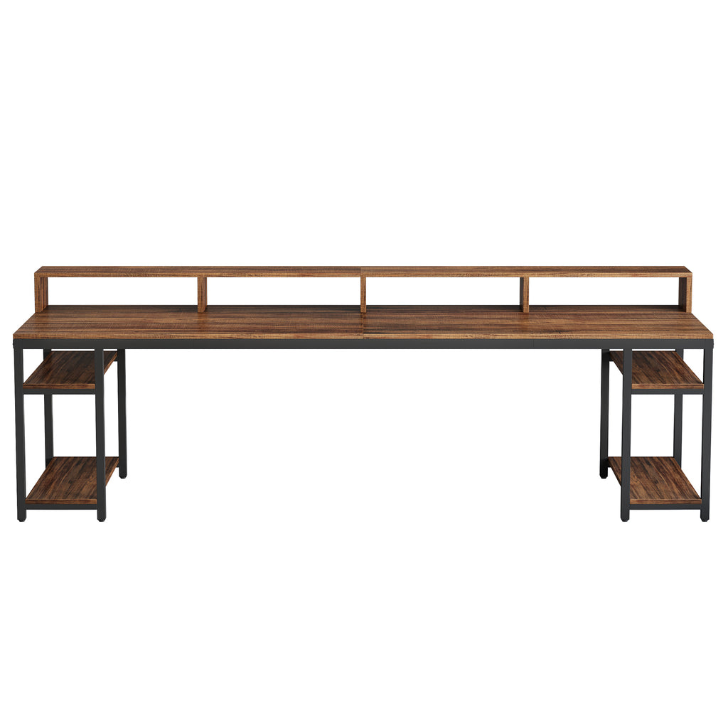 Two Person Desk with Monitor Stand
