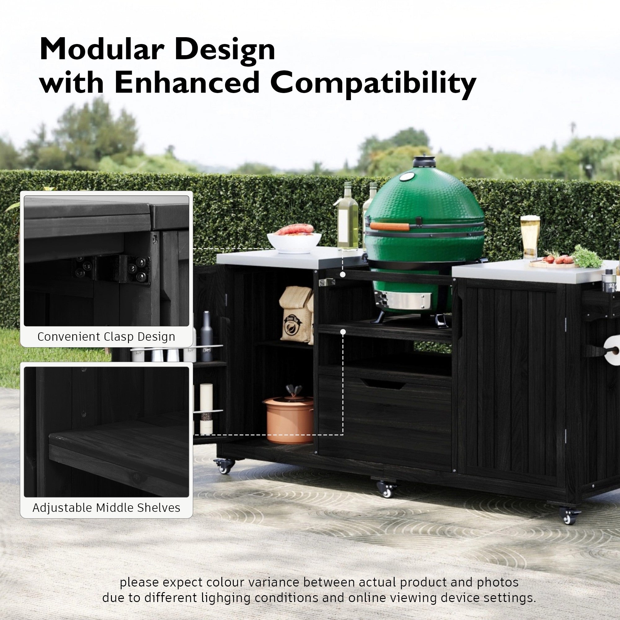 K&K 66.5' Outdoor Kitchen Island for Big Green Egg Grills