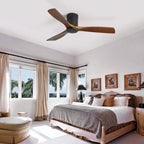 52 Inch Low Profile Ceiling Fan DC 3 Wood Fan Blade