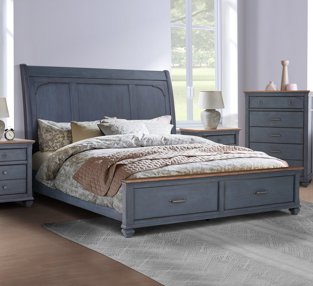 America King Size Sleigh Bed, Corduroy