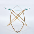 Dining Table with Golden Metal Legs and Tempered Glass