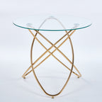 Dining Table with Golden Metal Legs and Tempered Glass
