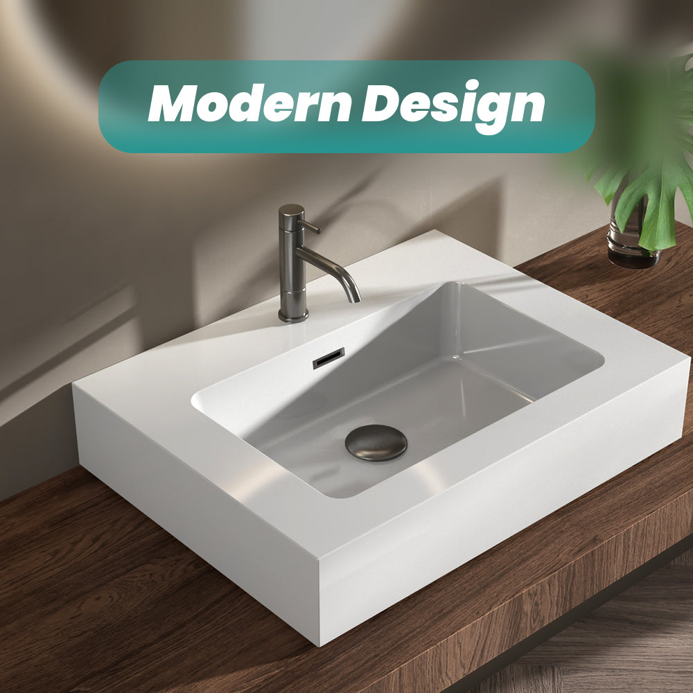 Integrated Solid Surface Basin - Glossy White