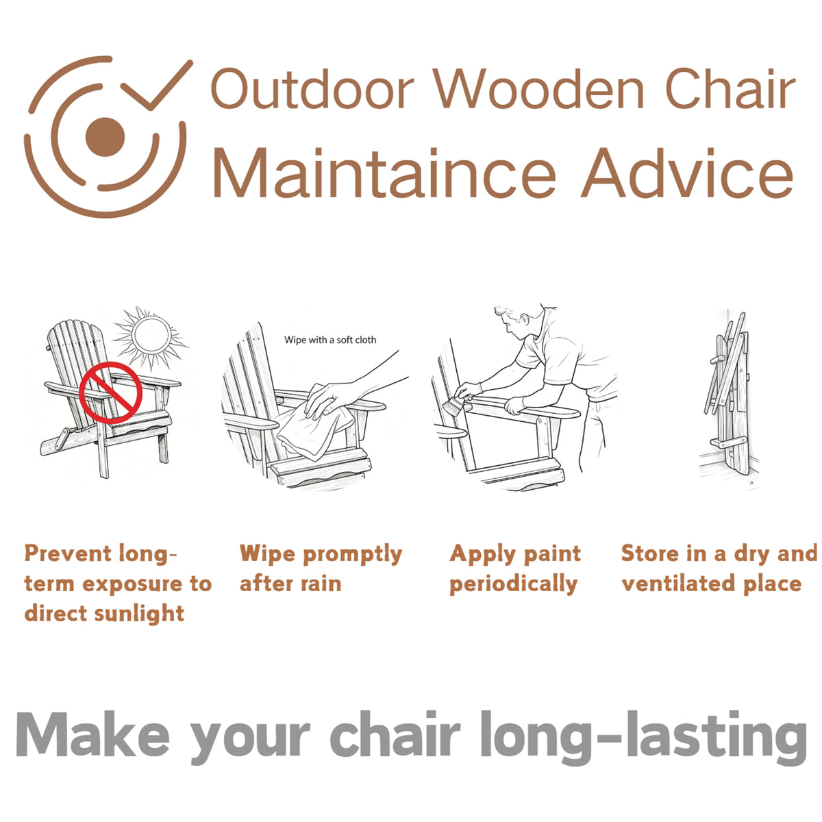 Oversize Wooden Outdoor Folding Adirondack Chair