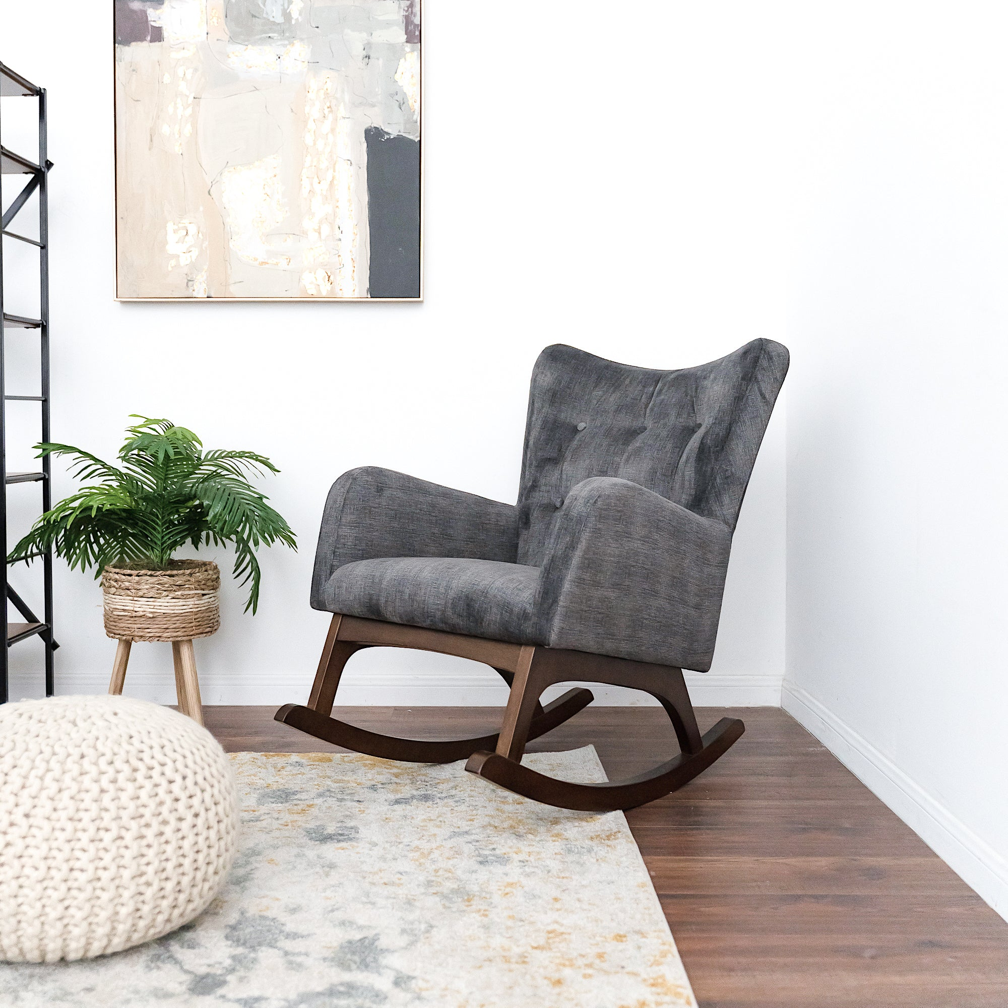 Alistair Solid Wood Rocking Chair with Stain Resistant Fabric