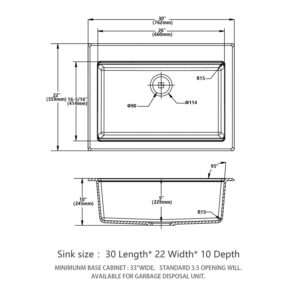 Quartz Kitchen Sink - 30"