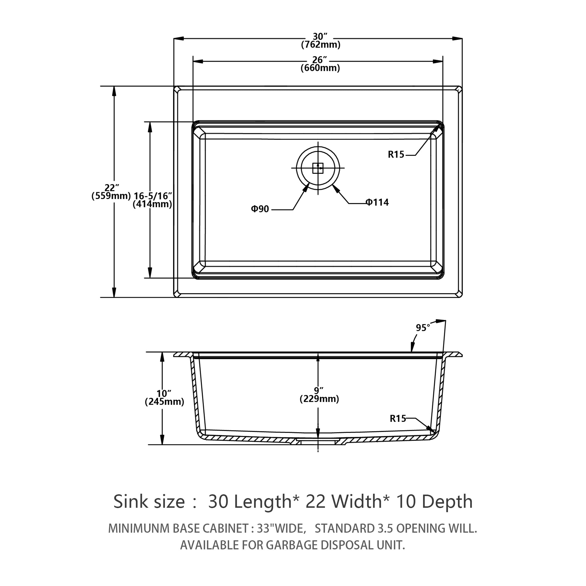 Quartz Kitchen Sink - 30"