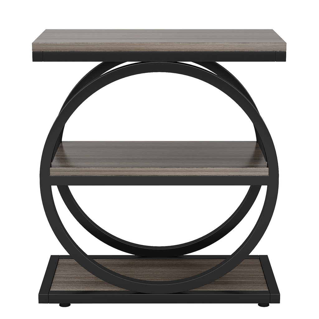 Industrial Narrow End Table with 3 Shelves