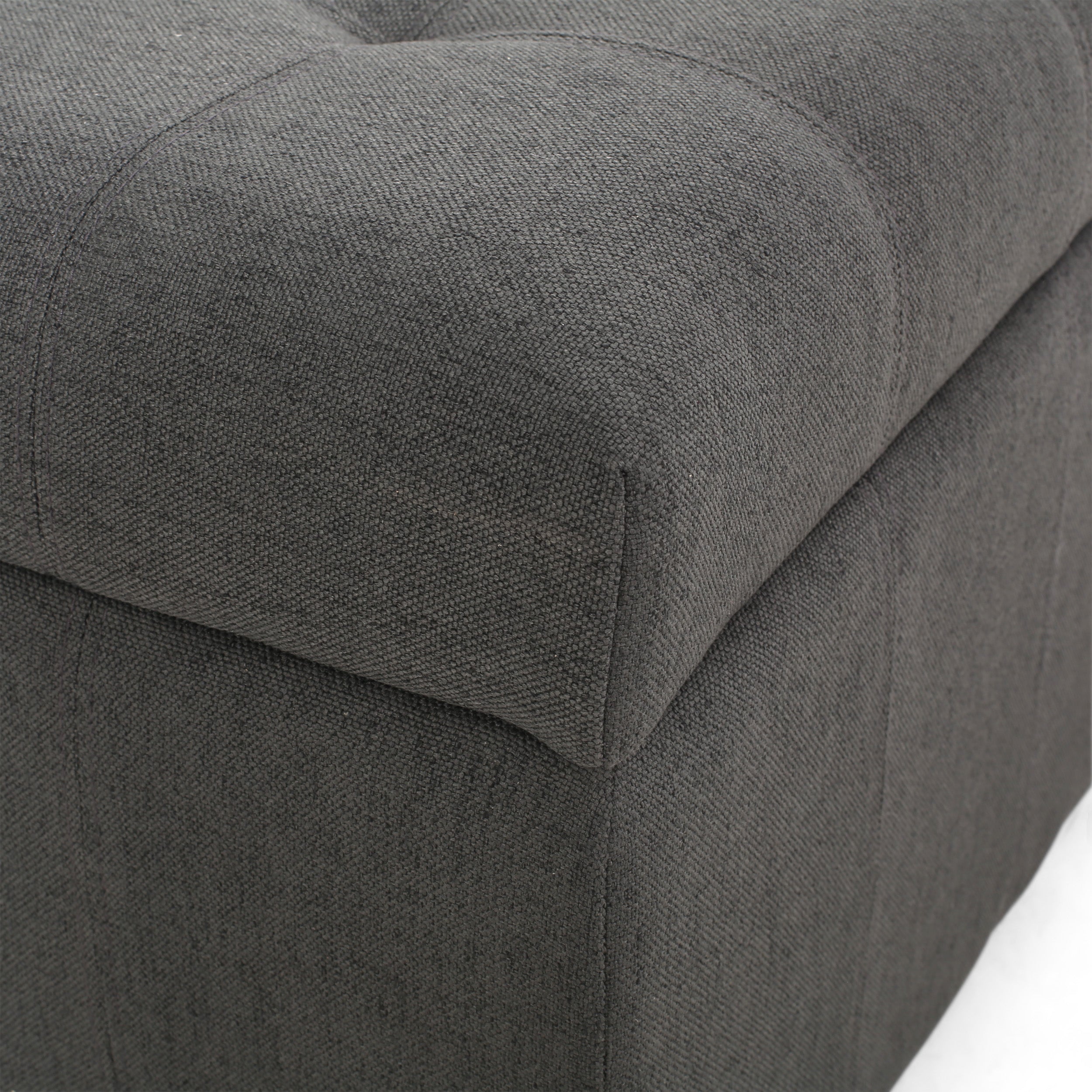 Upholstered Tufted Fabric Storage Ottoman