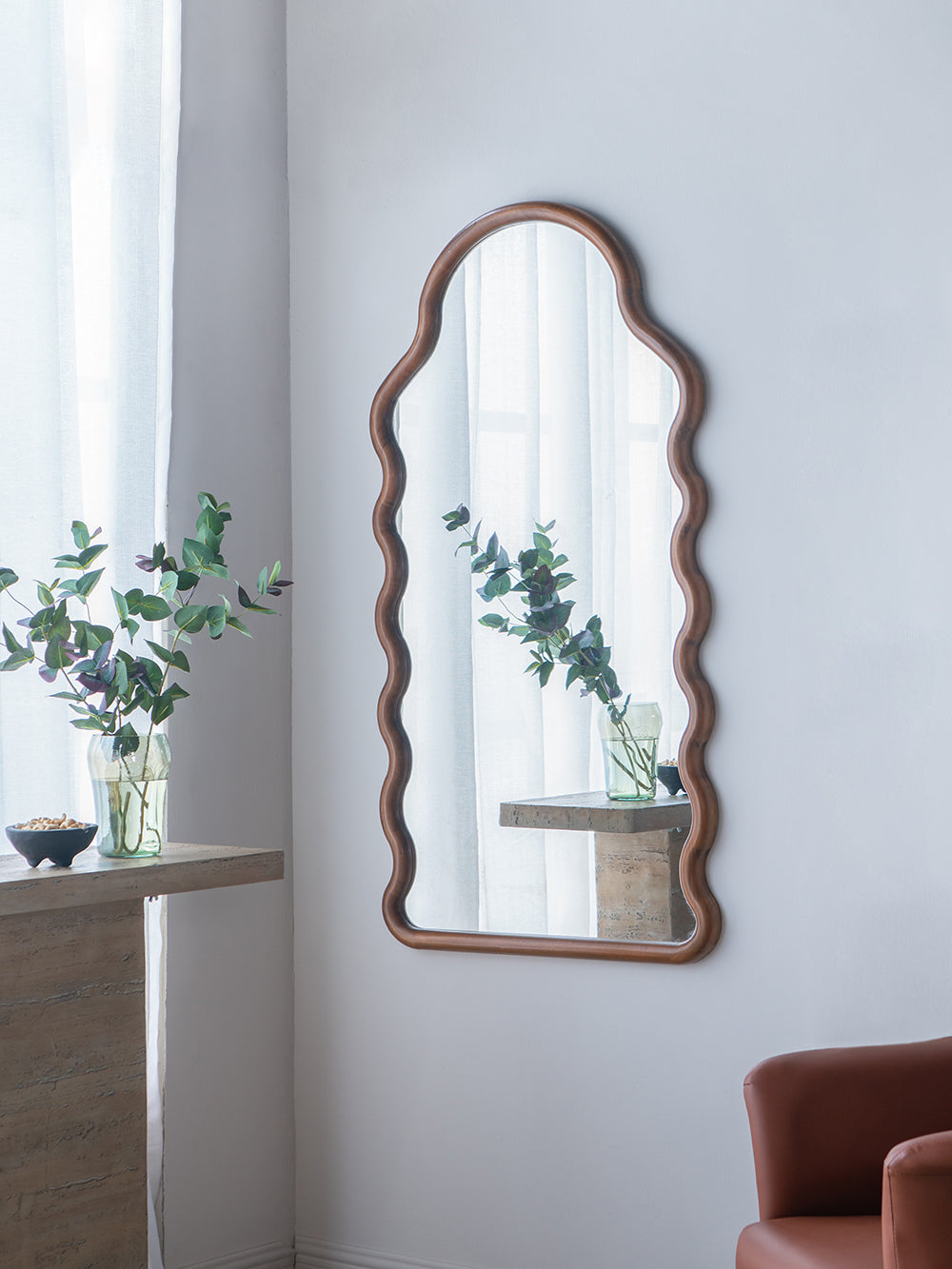 Arch Wood Mirror with Unique Frame