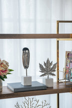 7x3x10.5" Aluminum Leaf On Marble Base