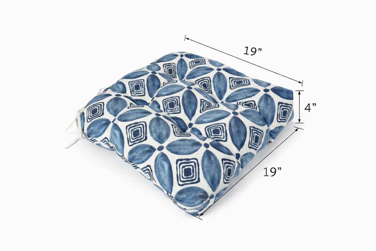 Outdoor Chair Cushions Set of 2 - Waterproof Tufted Seat Pads