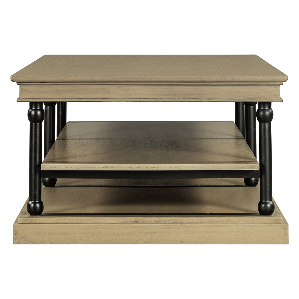 55.1" Wood Coffee Table with Open Shelves