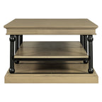 55.1" Wood Coffee Table with Open Shelves
