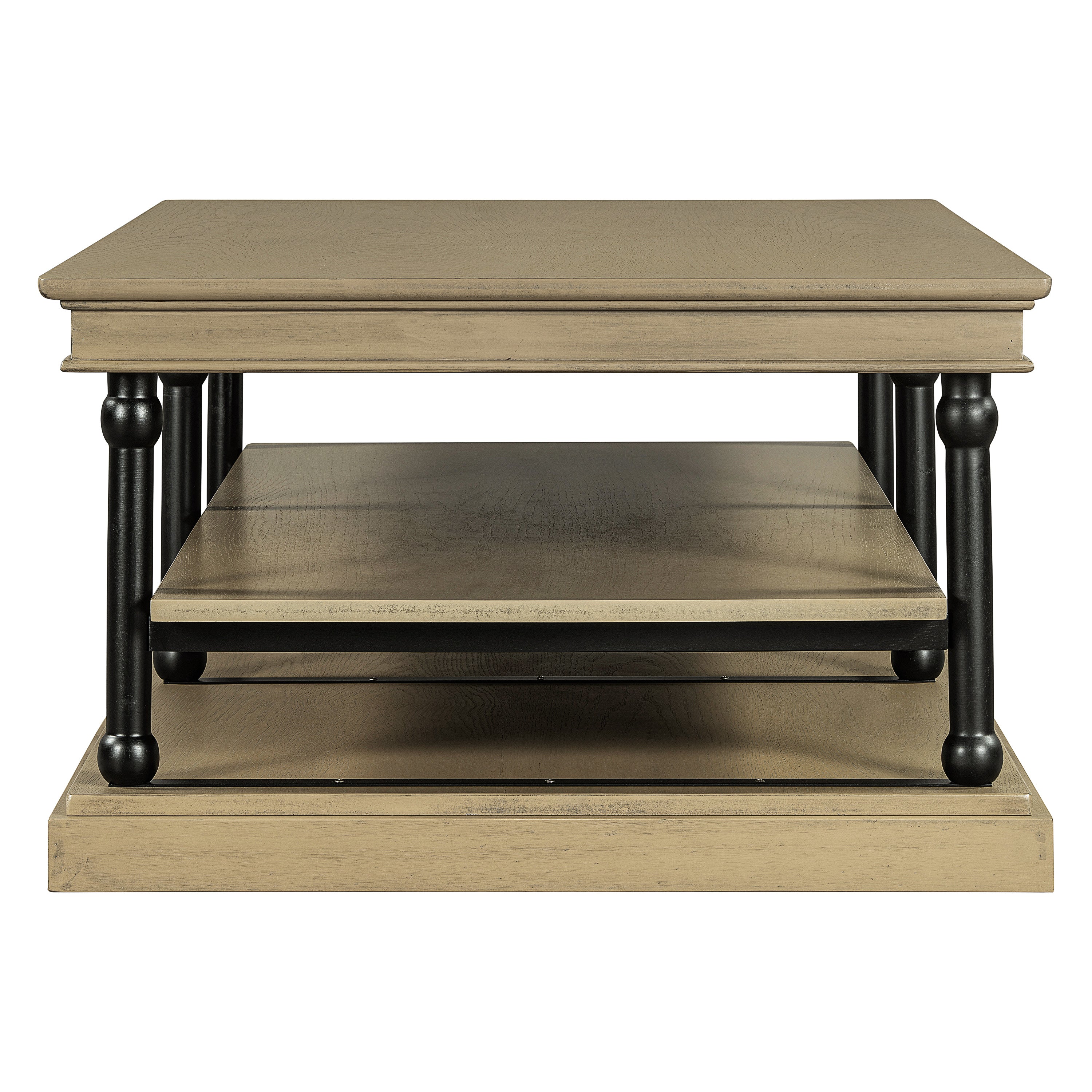 55.1" Wood Coffee Table with Open Shelves