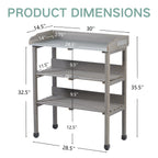 30″x14.5″×35.5″ Potting Table with Metal Tabletop