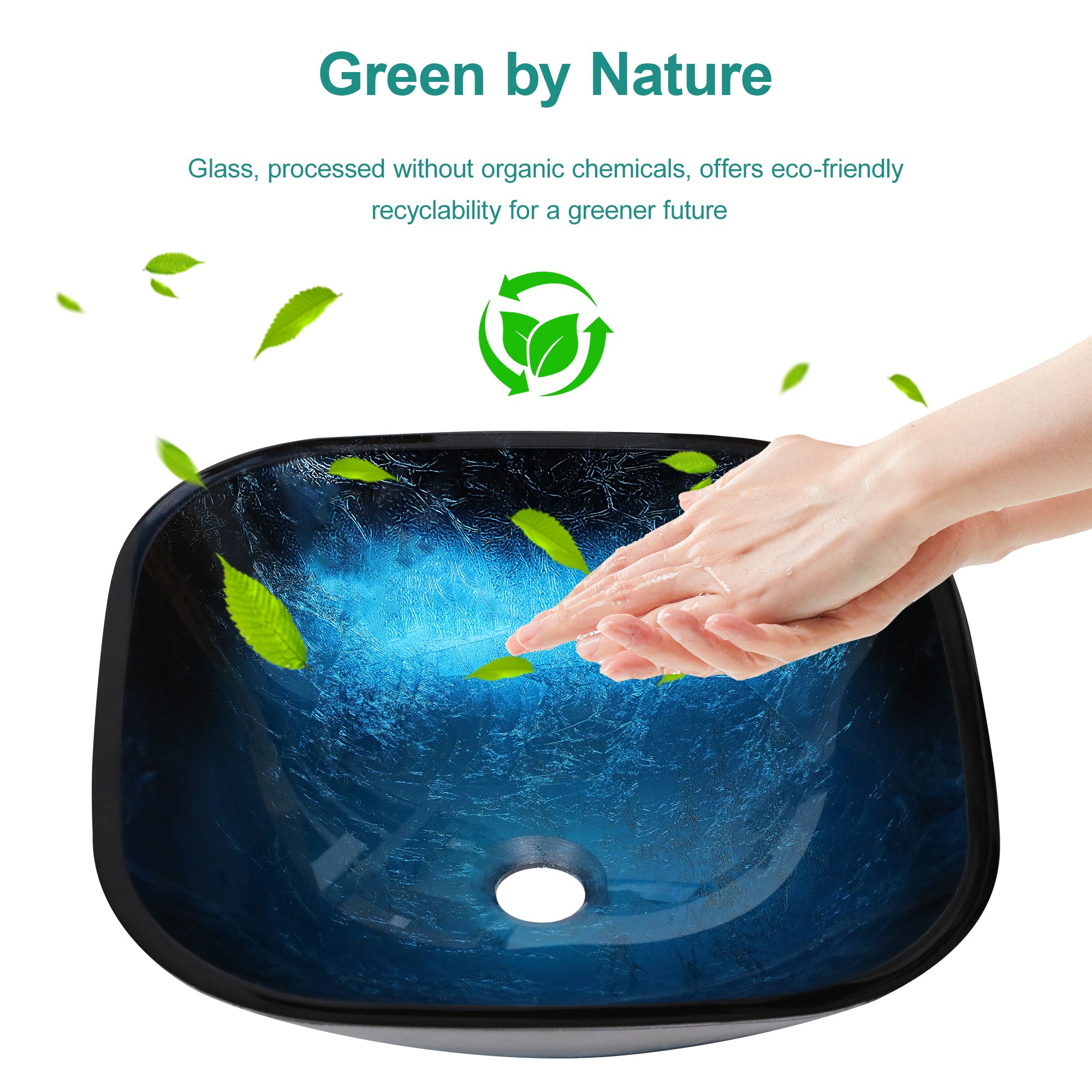 Bathroom Artistic Tempered Glass Vessel Sink with Faucet