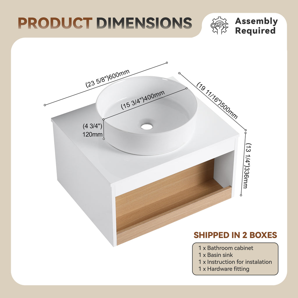 24" Floating Bathroom Vanity with Glossy
