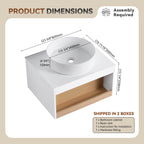 24" Floating Bathroom Vanity with Glossy
