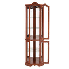Corner Curio Cabinet with Lights, Adjustable Shelves, and Mirrored Back
