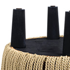 Edward 17.5" Round Upholstered Ottoman with Bullion Fringe
