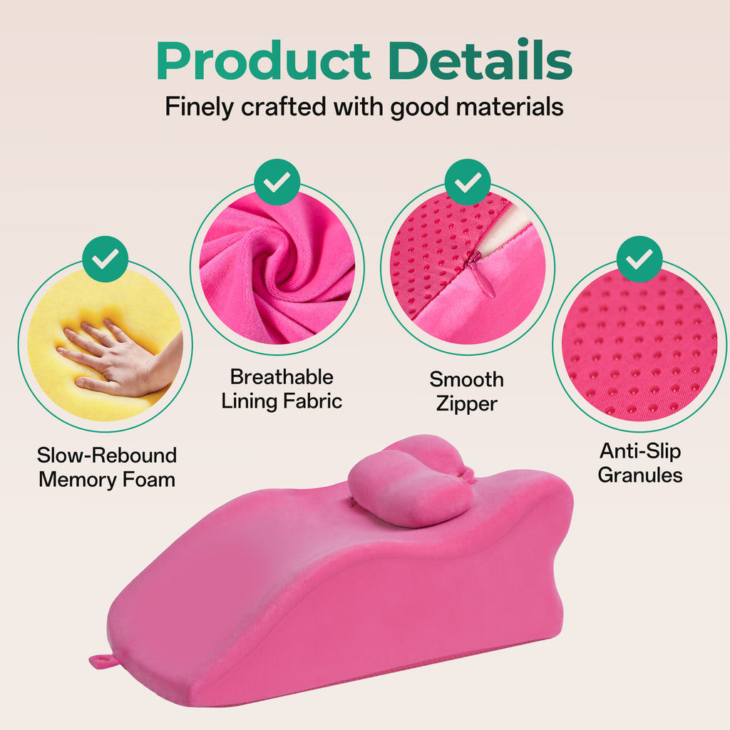 Ergonomic Spinal Posture Support & Multi-Functional Bed Pillow - Pink
