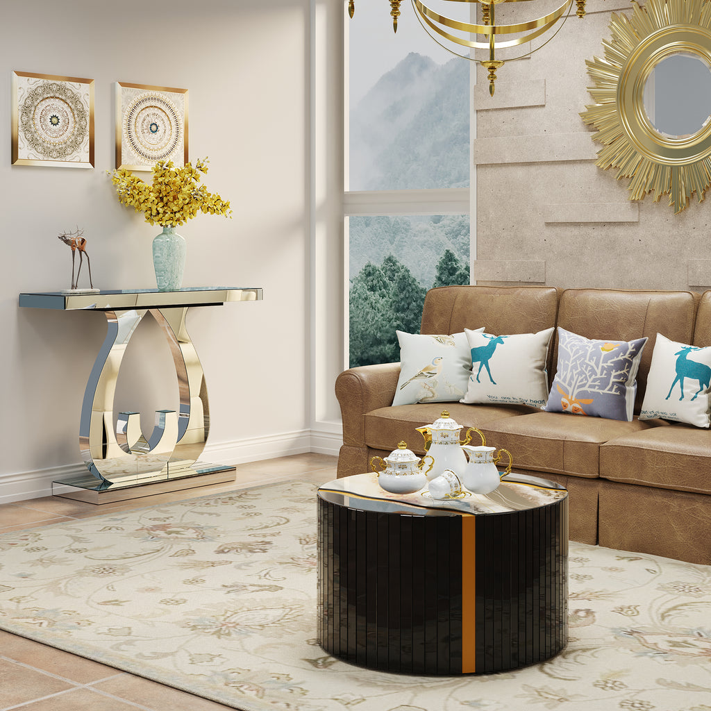 Modern Mirror Side Table - Silver