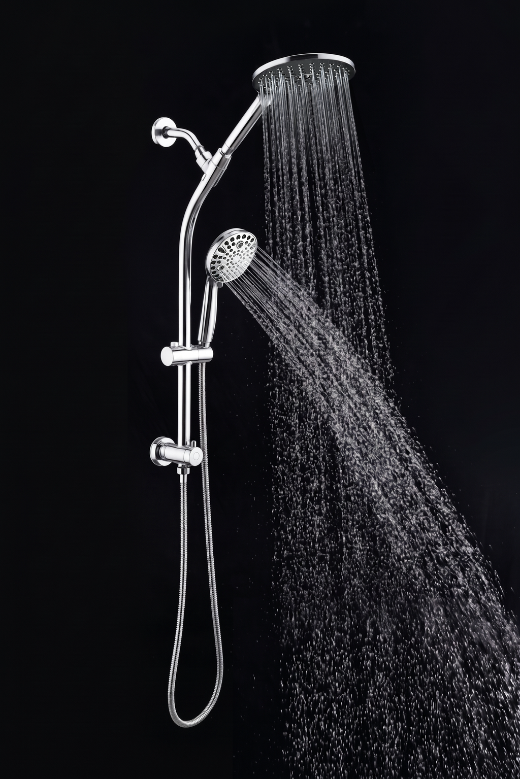 High Pressure Dual Shower Head Set - 26 Inch Tool-Free Adjustable Slide Bar