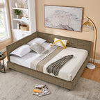 Queen Size Upholstered Tufted Bed Frame in Velvet Brown