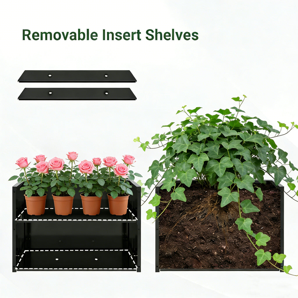 Tall Metal Planter Raised Garden Bed with Trellis
