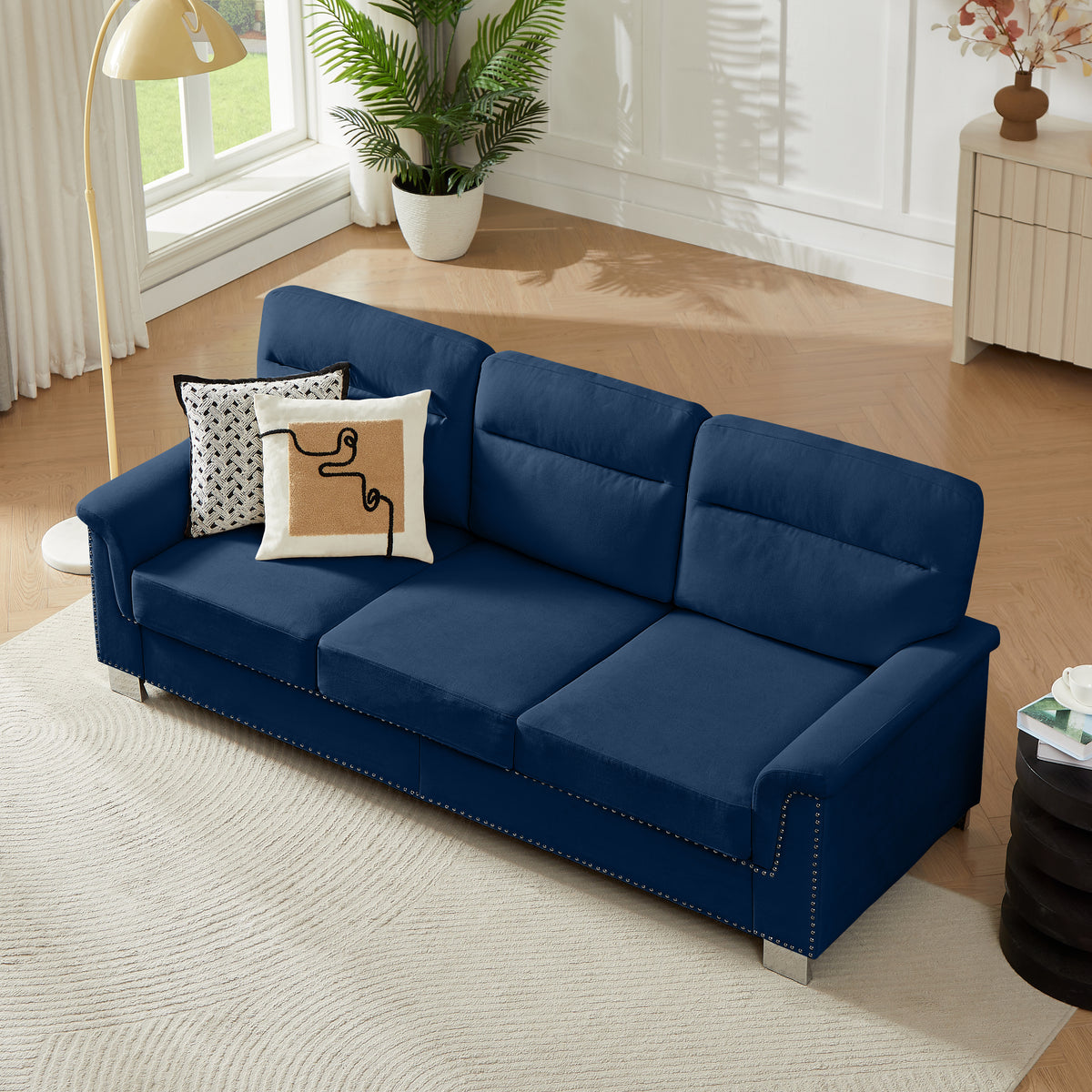 82" Modern Compressed Snowfleece Fabric 3-Seater Sofa