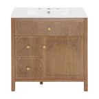 30 Inch Freestanding Farmhouse Bathroom Vanity with Integrated Sink Top