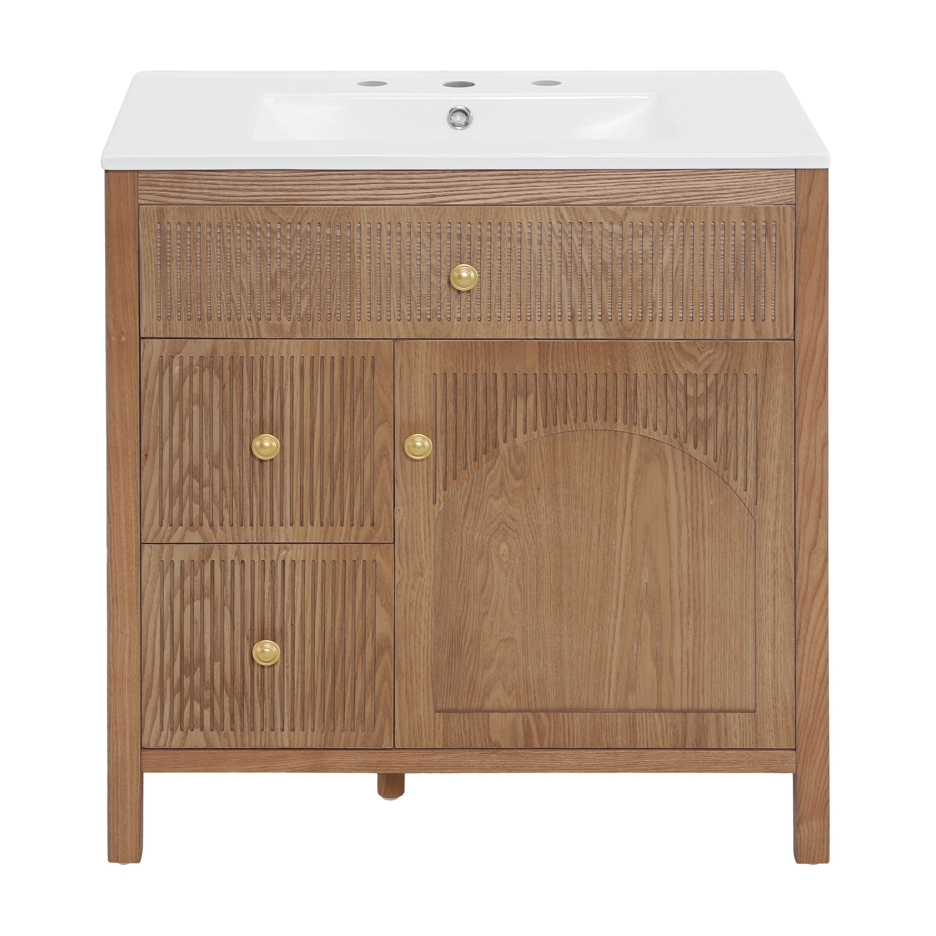 30 Inch Freestanding Farmhouse Bathroom Vanity with Integrated Sink Top