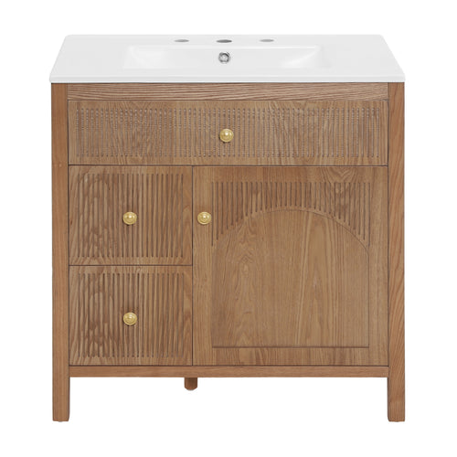 30 Inch Freestanding Farmhouse Bathroom Vanity with Integrated Sink Top