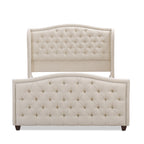 Marcella Upholstered Shelter Headboard Bed Set, Queen, Sky Neutral