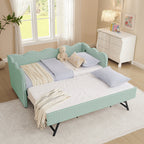 Cozy Gingham Daybed with Trundle Twin Size Sofa Bed