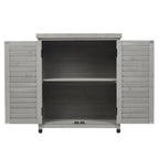 Potting Bench with Storage Cabinet and Metal Table Top