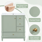 30" Bathroom Vanity with Sink, One Door and Three Drawers