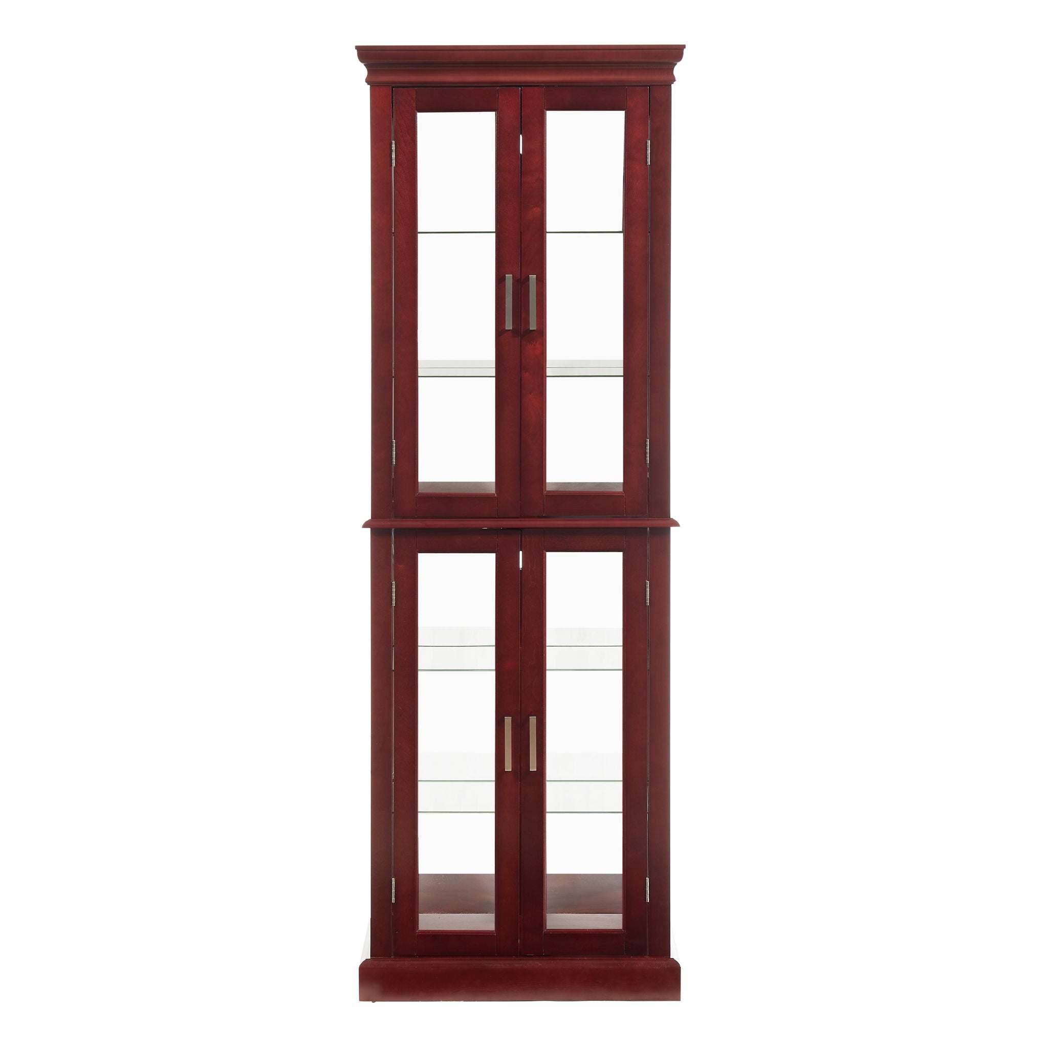 Lighted Curio Cabinet With Adjustable Shelves and Mirrored Back Panel