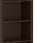 Warm Shaker 72 Inch Tall Solid Wood 5 Shelf Bookcase in Brunette
