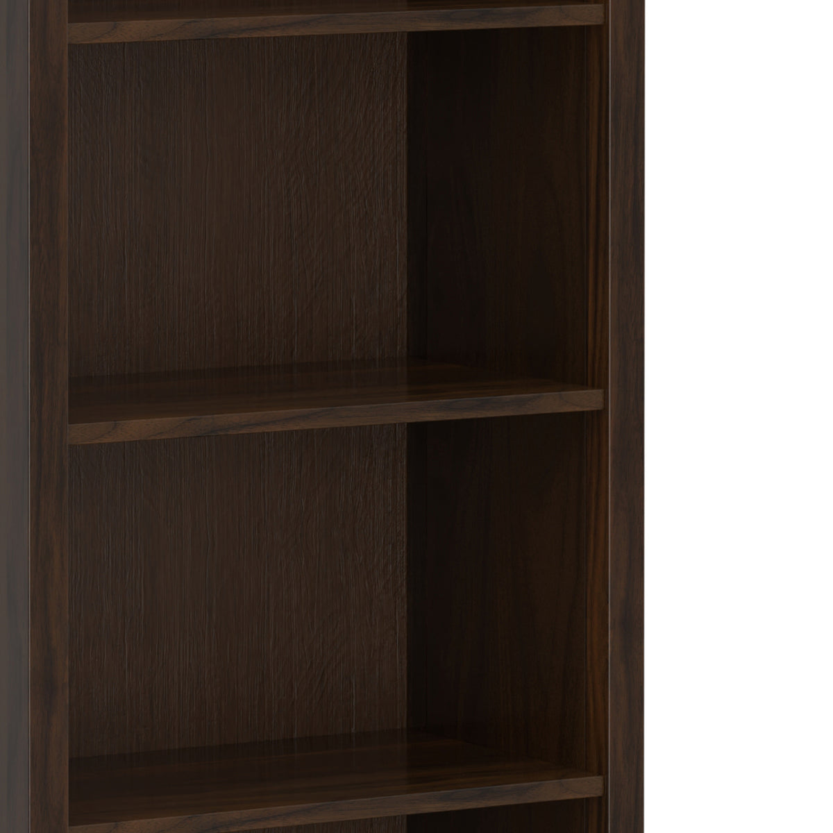 Warm Shaker 72 Inch Tall Solid Wood 5 Shelf Bookcase in Brunette