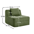 Armless Sofa with Pillow - Green