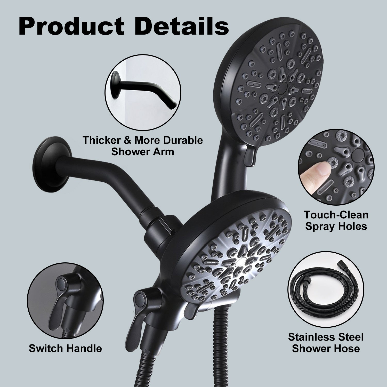 High Pressure 3-Way Rainfall Combo Showerhead