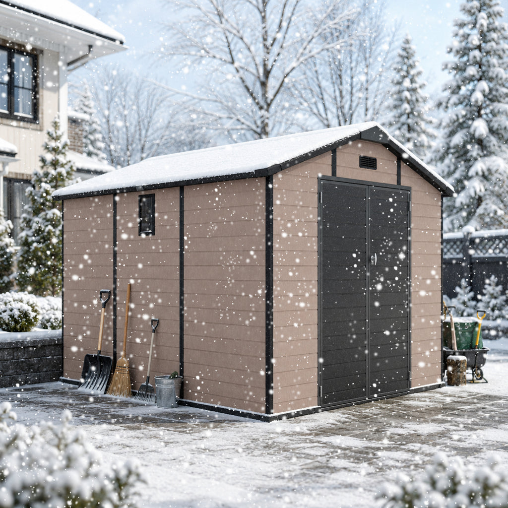 8x10 FT Plastic Outdoor Storage Shed - Lockable Resin Tool Shed