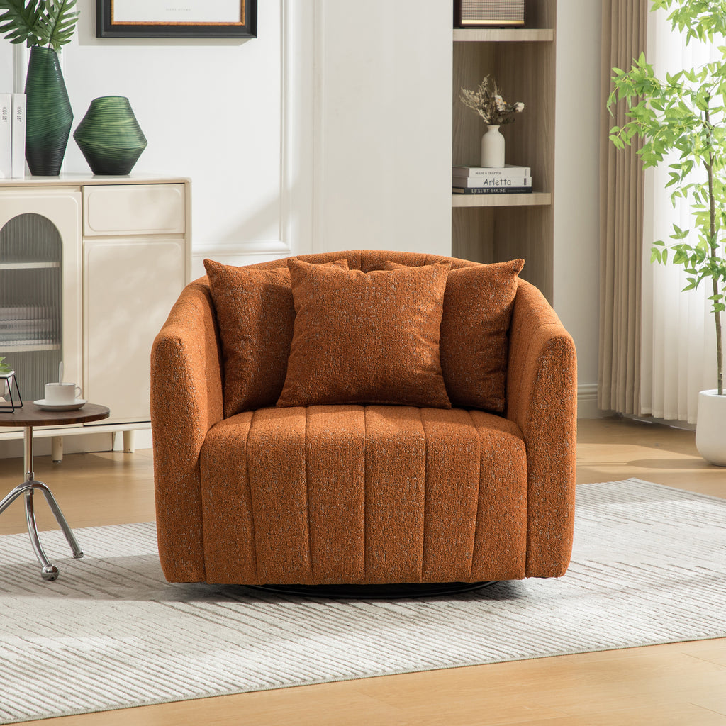 39"W Upholstered Oversized 360° Swivel Accent Barrel Chair and Half Cozy Sofa