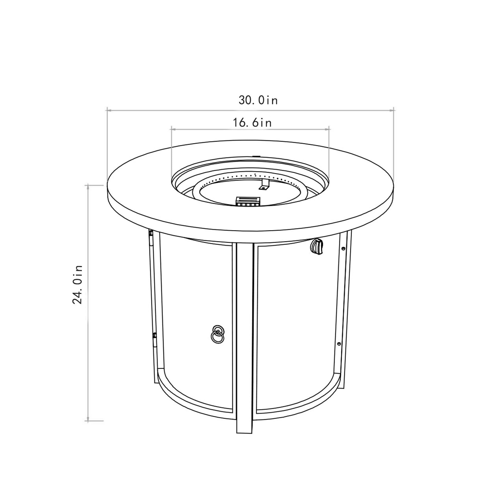 30" Propane Gas Fire Pit Table, 50000 BTU Round Steel Fire Pit