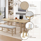 TOPMAX Farmhouse 76-Inch 6-Piece Extendable Dining Table Set