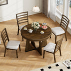 TREXM Round Dining Table for 4 with Chairs Set