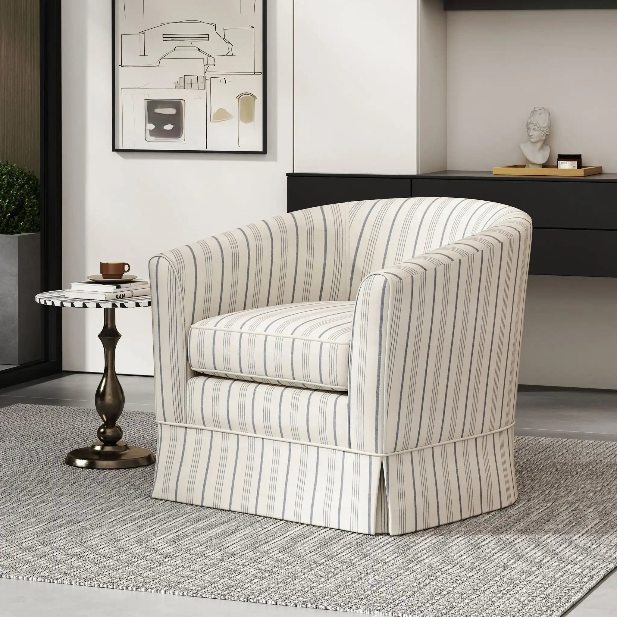 Zeniqua Upholstered Swivel Chair With Loose Cover